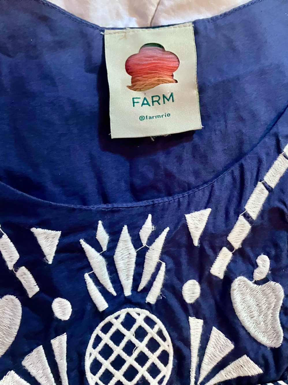 Farm Rio Bohemian Tropical Floral Maxi Dress in Navy and White, Size M-L - Picture 10 of 10
